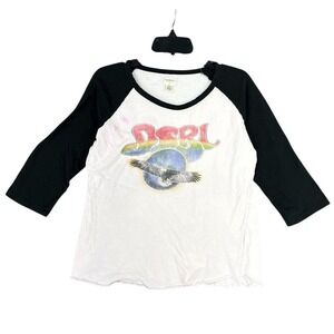 Denim & Supply Shirt Womens Large Black Raglan 3/4‎ Sleeve Vintage Band Tee